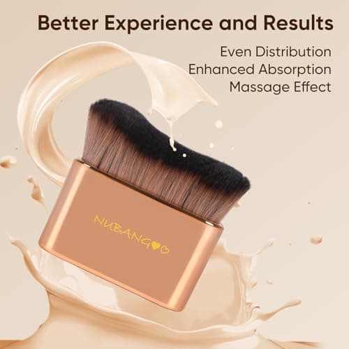 NUBANGOO Professional Kabuki Foundation Brush,Makeup Brush, Self Tanner Brush,Self Tanning brush,Foundation Makeup Brush Cream Powder Liquid,Face Neck Body Leg Tanning Makeup (Pink Gold)