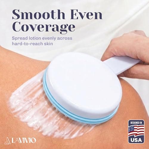 Lavivio Lotion Applicator for Back - Back Lotion Applicator for Women and Men - 19 Massaging Rollers for Soothing Relief - Long Handle, Easy Application - Ideal for Elderly, Perfect for Cream & Lotion