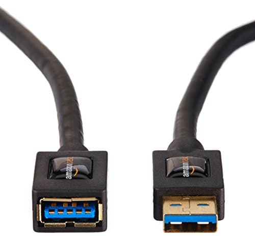 Amazon Basics 2-Pack USB 3.0 Extension Cable, Fast Data Transfer 4.8Gbps, USB-A Male to Female, Gold-Plated Connectors, 3 Foot, Black