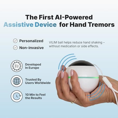 VILIM ball AI-Powered Vibration Therapy Ball – for Essential Tremor & Parkinson’s | Personalized Tremor Relief | Hand Therapy Ball | Scientifically Backed, Portable & Rechargeable