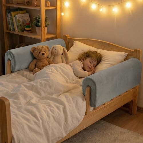Smashier Toddlers' Bed Rail Bumpers Protector, Children's Bed Guardrail Padding, Soft Cushioned Barrier, Increased Height, Easy to Install, Washable Cover, Fits Floor, Bunk & Loft, 3 Ft, Gray, 1Pack