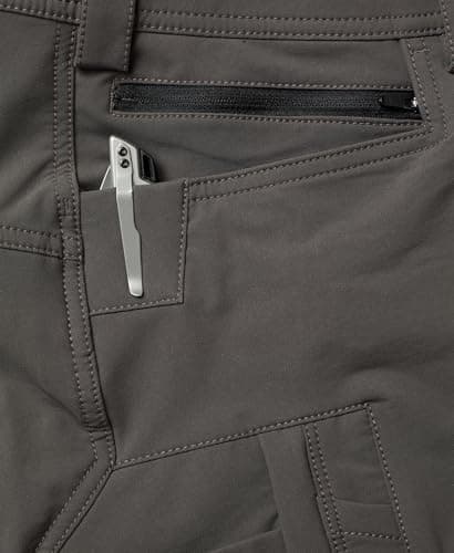 TRUEWERK Men's T2 WerkPant - Three-Season Work Pants, Double-Woven Softshell, Water-Resistant, Windproof, 4-Way Stretch, 9 Pockets, Articulated Knees, 34W x 32L, Deep Grey