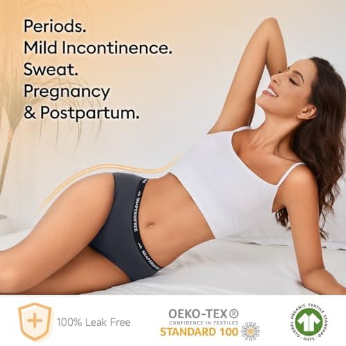 Incontinence Underwear for Women Leakproof 2.0 High Absorbency Period Panties Ladies Leakproof Menstrual Bladder Control Washable Cotton Briefs Multipack