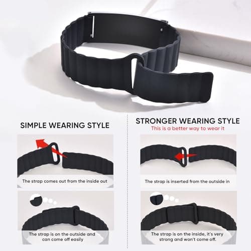 MEALGUET Comfortable Medical ID Bracelet for Men & Women - Custom Engraved Silicone Strap Comfort Fit Medical Alert Bracelets for Sports,Adjustable Waterproof Customizable ID Wristband,Black/silver