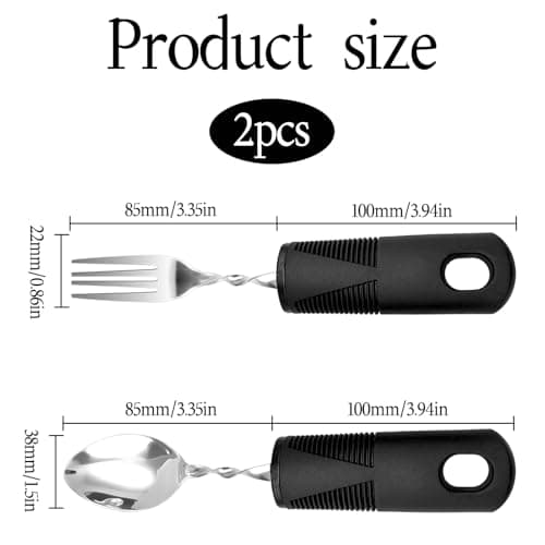 Bendable Adaptive Utensils,1 Pcs Spoon,1pcs Fork(Black),for Elderly, Disabled People, Parkinson’S, Arthritis, Hand Tremors, Weak Hand Grip & Handicapped,Convenient for Independent Eating