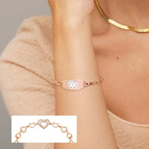 MOTICIUS Personalized Medical Alert Bracelets for Women Custom Medical Bracelets Personalized Medic ID Bracelet Stainless Steel Engraved Emergency Bracelet ID Wristband (Style 1)