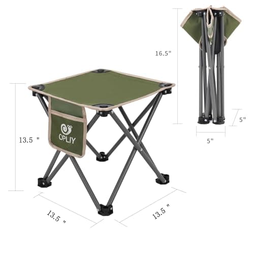 Opliy Camping Stool, Folding Samll Chair Portable Camp Stool for Camping Fishing Hiking Gardening and Beach, Camping Seat with Carry Bag (Green, L 13.5")