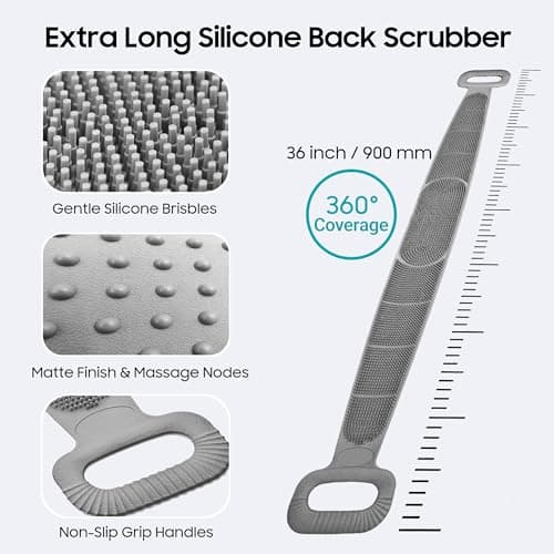 Sofine® 2 Pack Silicone Back Scrubber for Shower,36in Dual Sided Body Scrubber,Shower Brush Washer Extra Long with Handle,Back Applicator,Exfoliating Back Scrubbers for Use in Shower Men&Women