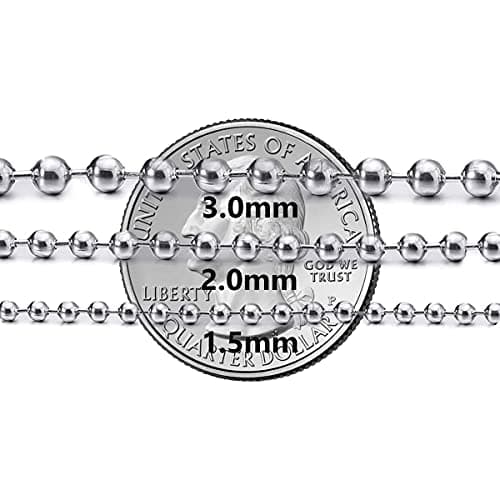 Savlano 925 Sterling Silver Italian Solid Bead Ball Dog Tag Chain Necklace Comes With Gift Box for Women & Men - Made in Italy (16, 1.5mm)
