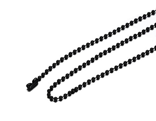 SINLEO Titanium Stainless Steel Small Beads Ball Chain Necklace for Men Women Dog Tag Link Chain Black 3MM 24 Inches