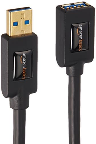 Amazon Basics 2-Pack USB 3.0 Extension Cable, Fast Data Transfer 4.8Gbps, USB-A Male to Female, Gold-Plated Connectors, 3 Foot, Black