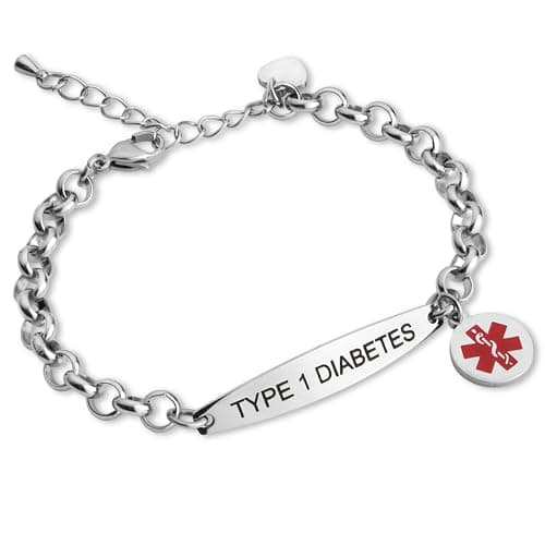 Medical Alert ID Bracelet for Women, Stylish Customizable Medic Jewelry,18k Gold, Rose Gold, Silver, Personalized Engraving, Hypoallergenic, Waterproof, Includes Gift Box & Med ID Wallet Card