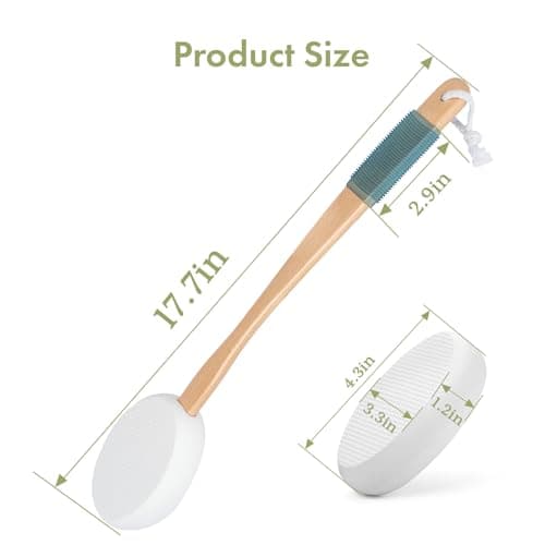 AmazerBath Lotion Applicator for Back, Feet, 2 Replacement Pads with 17" Curved Handle, Back Sunscreen Applicator for Kids, Elderly, Women, Apply Cream Medicine Moisturizer Tanner, White