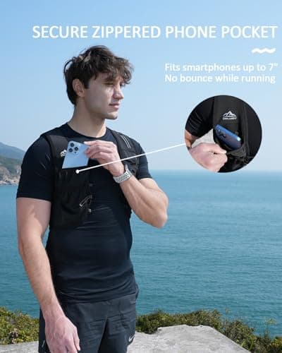 Zelvot Running Vest for Women Men, USA Original Patent, Adjustable Chest Straps Running Hydration Vest with 500ml Soft Flask, Lightweight Reflective Hydration Backpack for Hiking Marathon (Black, M/L)