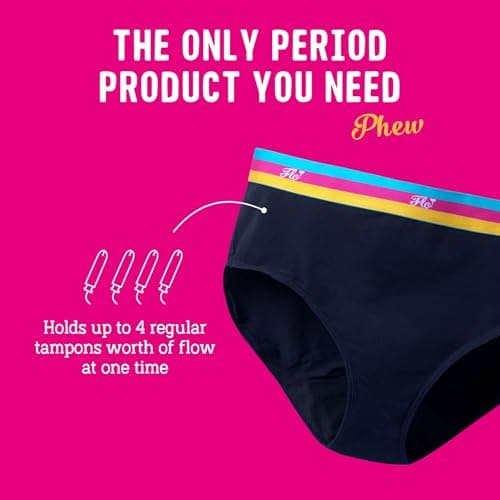 FLO - Period-Proof Undies - Black Hipster Brief (Small) - Period Underwear for Women - Organic Cotton - Holds 4 Tampons of Flow