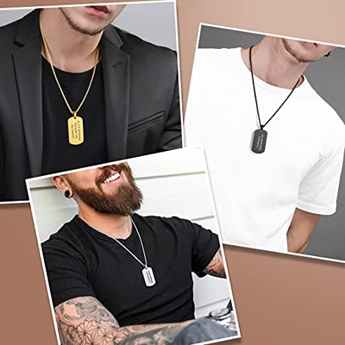 FindChic Dog Tags Personalized Military Custom Necklace for Men Stainless Steel Retirement US Army Marines GI ID Identity Tag Pendant Necklace Jewelry Gift Engraved Name 20inch Spiga Chain