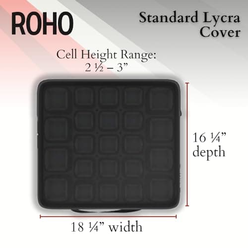 Roho Mosaic Seat Cushion 18” x 16” Inflatable Air Cell Design, Adjustable Firmness, Non-Skid Cover, Lightweight Portable Cushion for Wheelchair, Office Chair, Car & Home