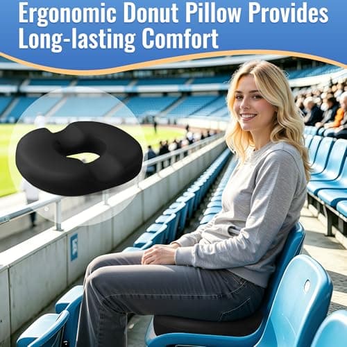 Donut Pillow Seat Cushion Chair Pad for Tailbone Pain Relief and Hemorrhoids, Memory Foam Seat Chair Cushion for Postpartum Pregnancy, Seat Cushions for Men and Women for Home & Office, (Black)