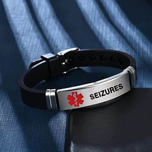 TGLS Mens Red Medical Alert ID Bracelet Emergency First Aid Laser Do Not Resuscitate Adjustable Silicone Bangle Wristband Bracelet for Women (DNR)