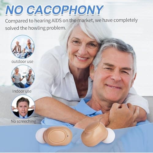 Hearing Aids, Miniature Hearing Amplifers for Adults with Noise Cancellng, Rechargeable Hearing Aids for Seniors withCrystal Clear Sound, and LED Power Display (Black)
