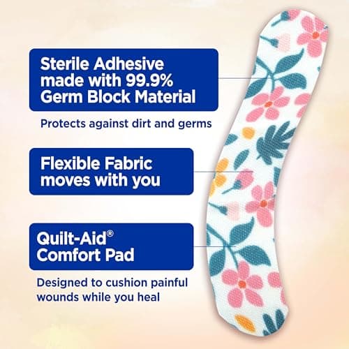 Band-Aid Brand Flexible Fabric Adhesive Bandages, Comfortable Flexible Protection & Wound Care for Minor Cuts & Scrapes, First Aid Bandage with a Wildflower Design, Assorted Sizes, 30 ct