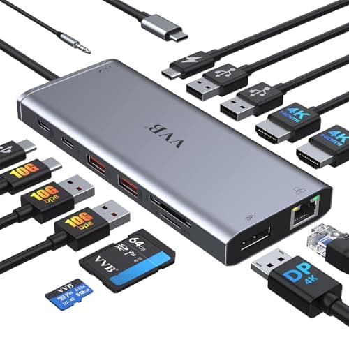 VVB USB C Laptop Docking Station Review: Reliable 14-in-1 Hub for Dual 4K Monitors