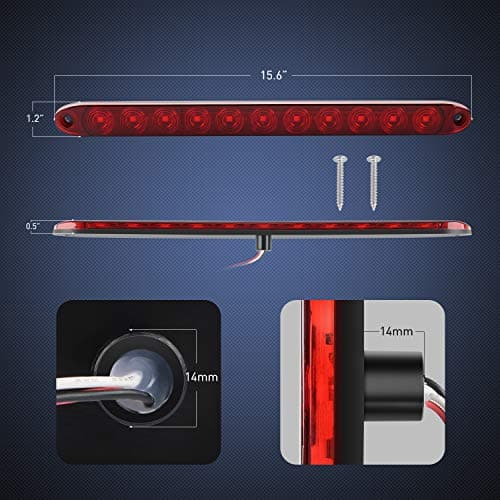 Nilight 2PCS 16Inch 11 LED Red Trailer Light Bar for Parking Stop Turn Signals Tail Brake DOT Compliant IP65 Waterproof Truck ID Marker