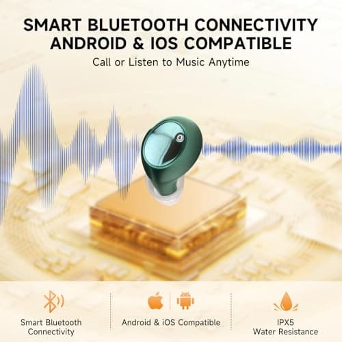 AIR PRO Bluetooth OTC Hearing Aids for Seniors, Rechargeable in-Ear Hearing Aids with Noise Reduction, App Control, Comfortable Fit, Easy to Use (Green) (Green)