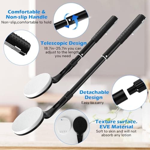 Lotion Applicator for Back, 25.7'' Long Handle Back Lotion Applicator, Easy Reach and Washable, Suitable for Use by Men and Women