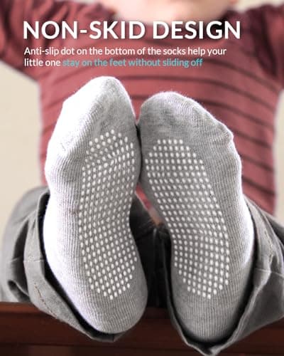Infinno Baby Non Slip Ankle Socks 9 Pairs - Toddler Socks with Grips for Infants, Kids Boys and Girls
