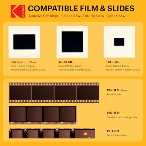 KODAK Slide N SCAN Film & Slide Scanner Digitizer with 5” LCD Screen, Quickly Convert Negatives & Slides to Digital 22MP JPEG Photos, Compatible with 135, 126 and 110 Film & Slides