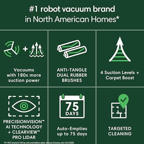iRobot Roomba Max 705 Robot Vacuum with AutoEmpty Dock, Powerful Suction, Dual Rubber Anti-Tangle Brushes, LiDAR Navigation, Obstacle & Anti-Fall Detection, for Carpet and Hard Floors