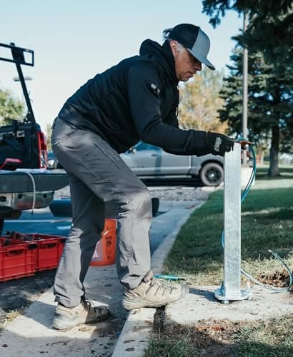 TRUEWERK Men's T2 WerkPant - Three-Season Work Pants, Double-Woven Softshell, Water-Resistant, Windproof, 4-Way Stretch, 9 Pockets, Articulated Knees, 34W x 32L, Deep Grey