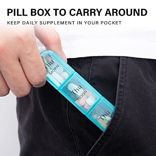 Daviky Pill Organizer 3 Times a Day, Daily Pill Box 7 Day, Weekly Cases Medicine Organizers to Hold Vitamins and Medication