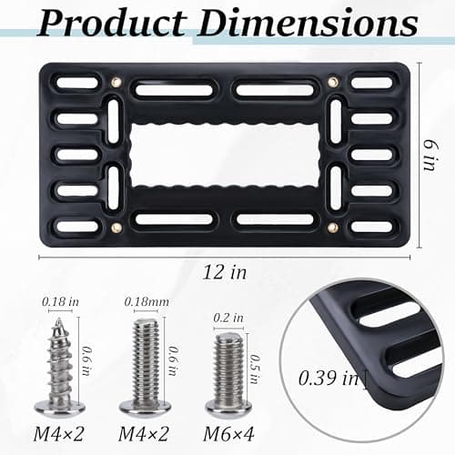 License Plate Bracket Holder, Front License Plate Bracket, No Drill Front Plate Mount, Licenses Plates Brackets Bumper, Car Frame Mount Adapter with Stainless Steel Screw Cap, Cable Ties